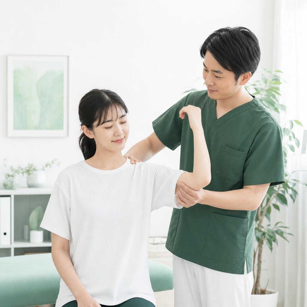 肩まわりの状態確認をしている整体